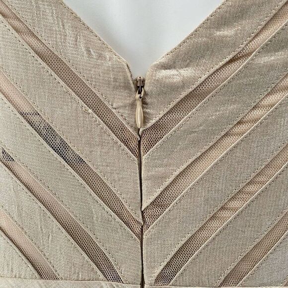 Adrianna Papell 6P Petite Champagne Metallic Tiered V-Neck Dress, New With Tag - Picture 14 of 17
